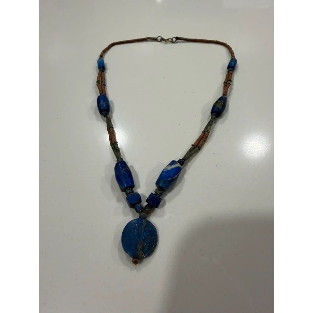 Handmade Lapis Lazuli Boho Stone Necklace